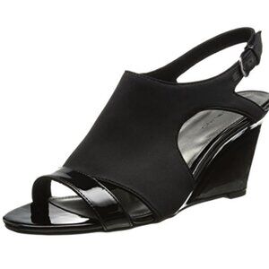 Bandolino Tadaa Fabric Strap Wedge Sandals Black - US 6.5